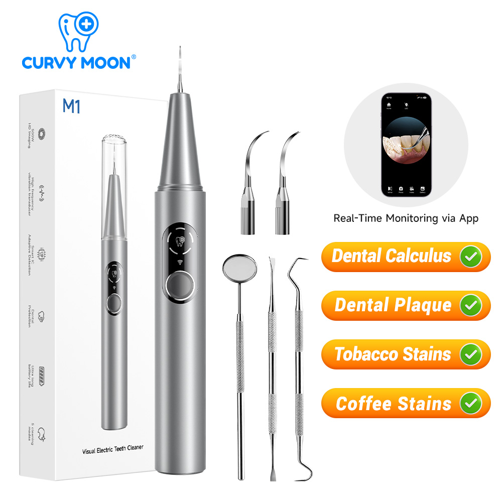 Teeth Whitening And Stain Removal - CURVY MOON Görünür Elektrikli Ultrasonik Diş