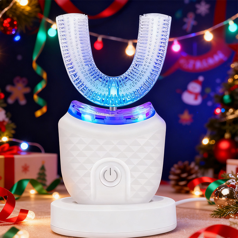 Teeth Whitening Toothbrush - Taşınabilir U şeklinde elektrikli diş fırçası,